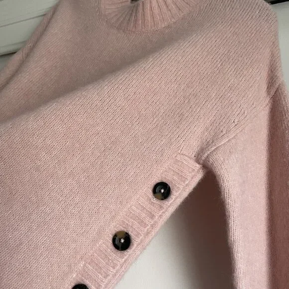 BODEN Fluffy Side Button Jumper Crew Neck Sweater Size 6 Pink Peach - Picture 6 of 16